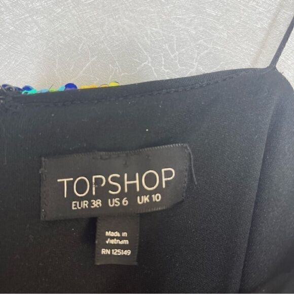 TOPSHOP Diamond Sequin Mini Party Slip Dress 6 - Picture 6 of 6